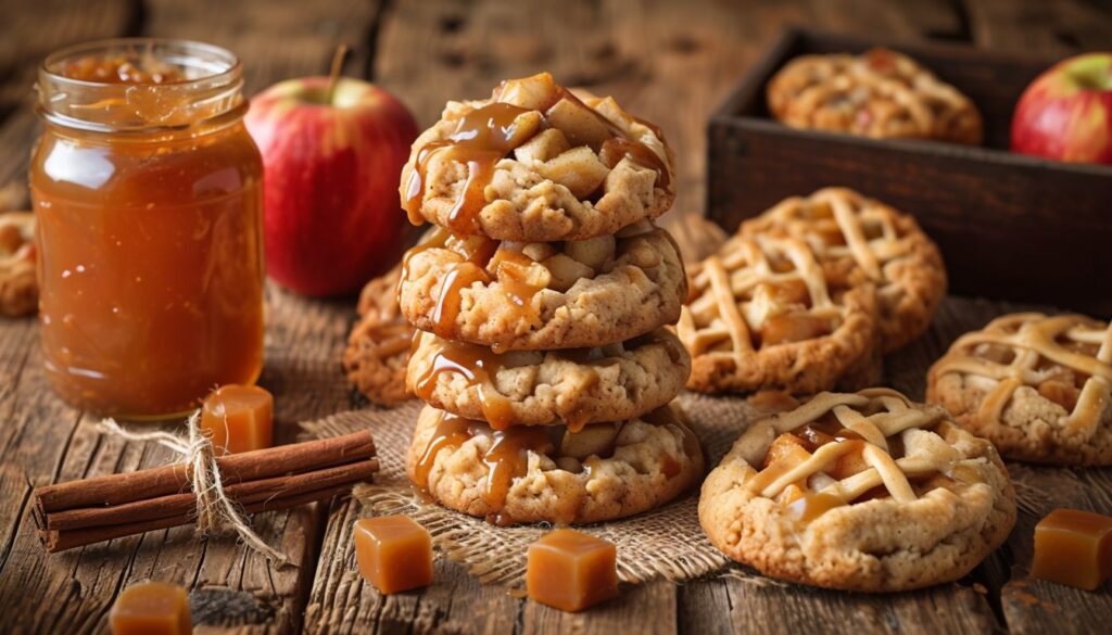 Close-up of caramel apple cookies