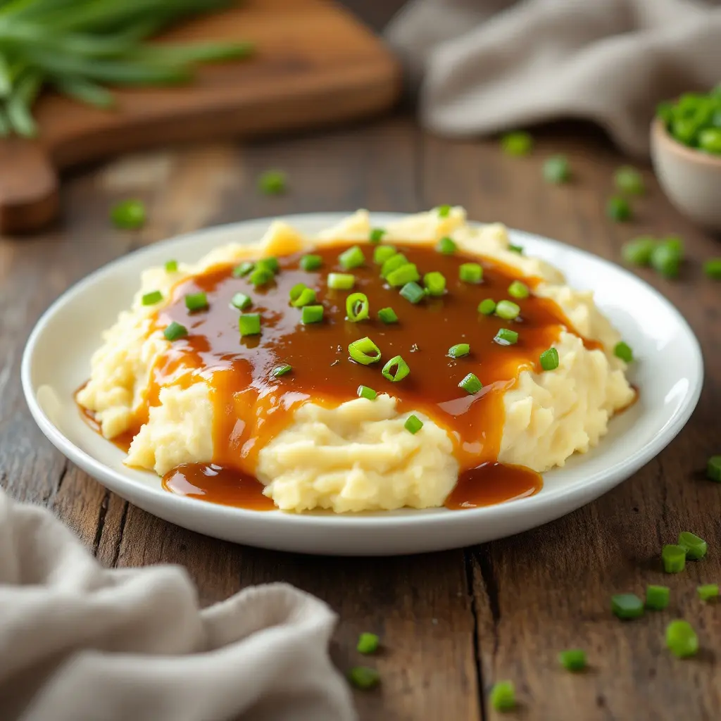 A plate of creamy mashed potatoes