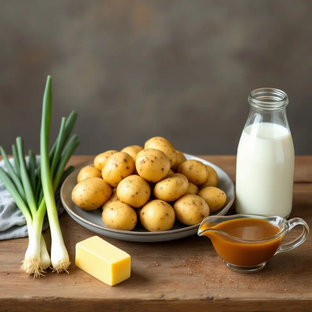 Mashed Potatoes and Gravy with Scallions