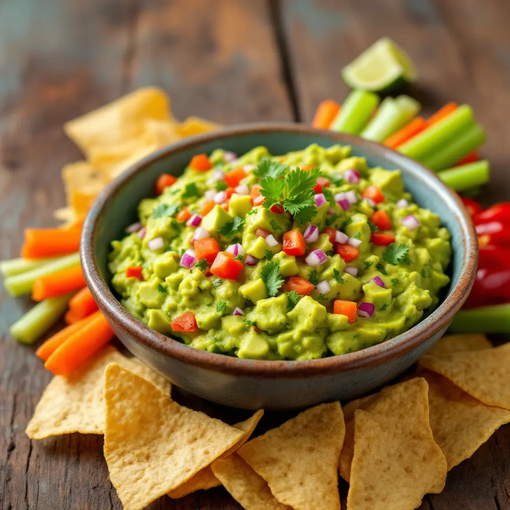 guacamole served with tortilla chips