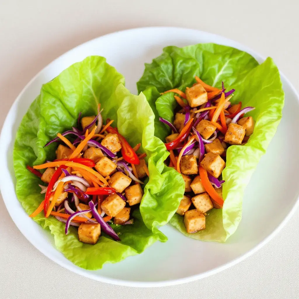 lettuce wraps filled with a colorful mix of vegetables